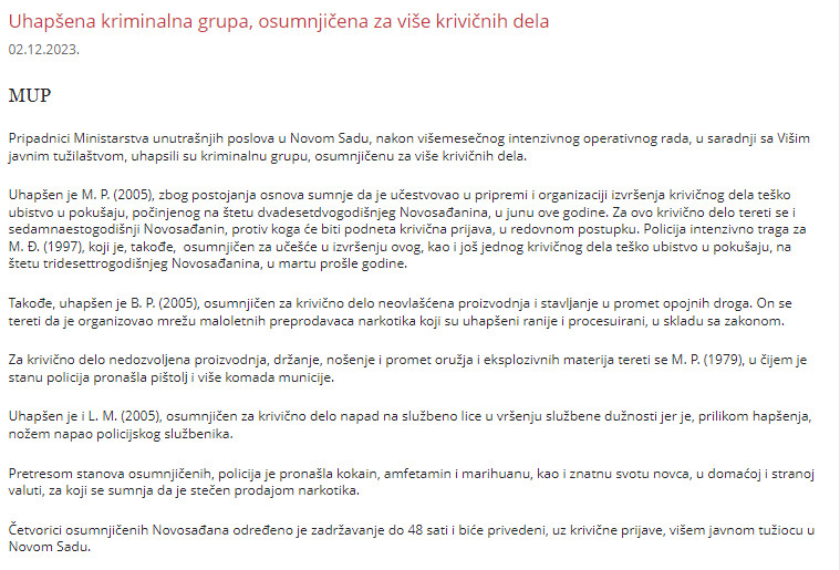 Serbia-avmp/Uhapsena-kriminalna-grupa