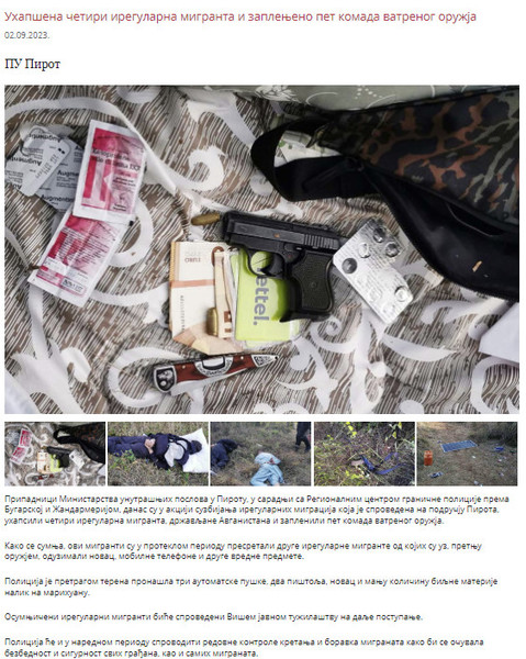 Serbia-avmp/Uhapseni-migranti-i-zaplenjeno-oruzje