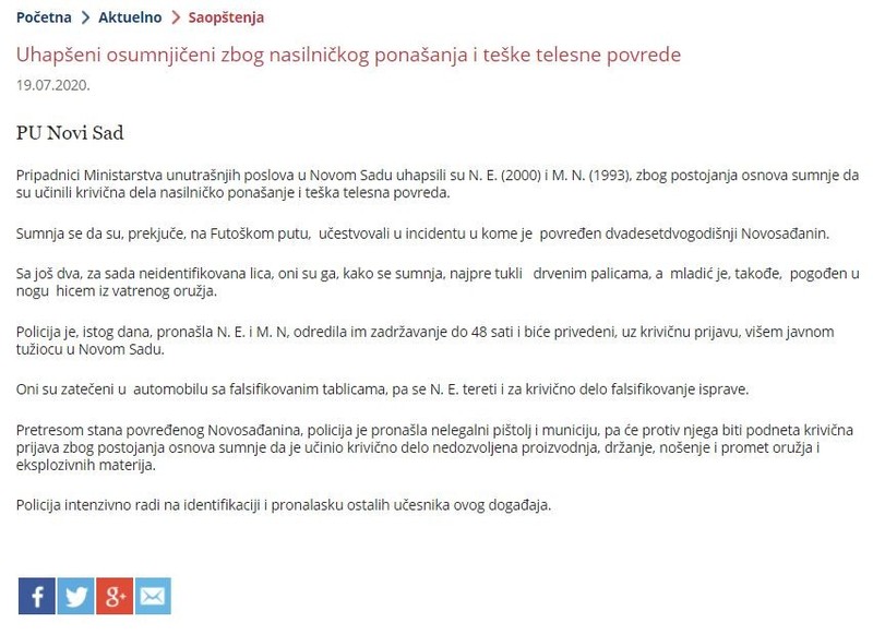 Serbia-avmp/Uhapseni-osumnjiceni-zbog-nasilnickog-ponasanja-i-teske-telesne-povrede