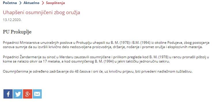 Serbia-avmp/Uhapseni-osumnjiceni-zbog-oruzja