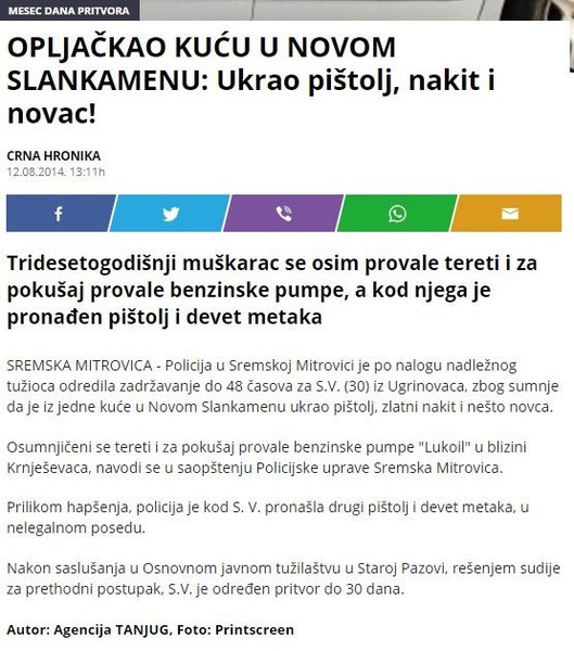 Serbia-avmp/Ukrao-pistolj-nakit-i-novac