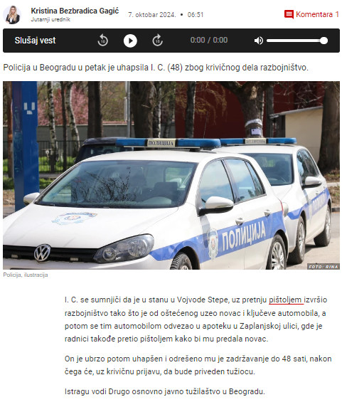 Serbia-avmp/Upao-coveku-u-stan-ukrao-mu-novac-i-auto-pa-otisao-da-pljacka-apoteku_-Uhapsen