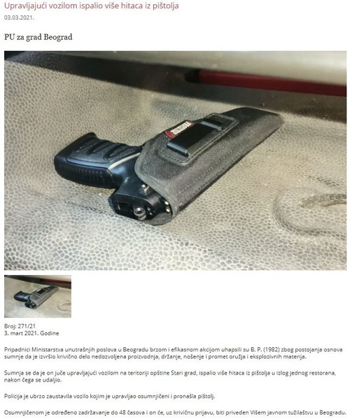 Serbia-avmp/Upravljajuci-vozilom-ispalio-vise-hitaca-iz-pistolja