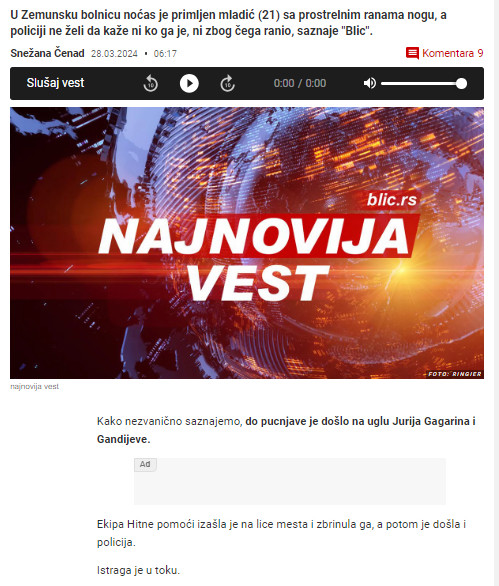 Serbia-avmp/Upucan-mladic-u-Beogradu_-Odbija-saradnju-sa-policijom