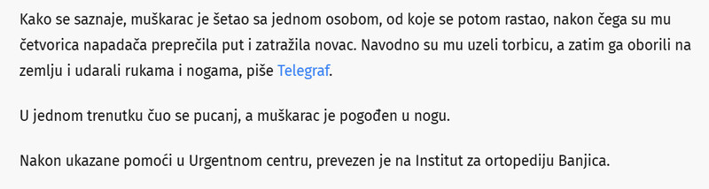 Serbia-avmp/Upucan-muskarac-na-Smederevskom-putu-Napadaci-mu-trazili-novac-pa-ga-ranili-u-nogu_2