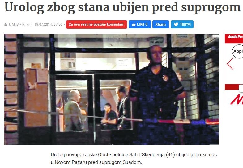 Serbia-avmp/Urolog-zbog-stana-ubijen-pred-suprugom