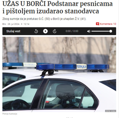 Serbia-avmp/Uzas-u-Borci_-Podstanar-pesnicama-i-pistoljem-izudarao-stanodavca---Blic