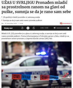 Serbia-avmp/Uzas-u-Svrljigu_-Mladic-sam-sebi-naneo-povrede-puskom---Blic