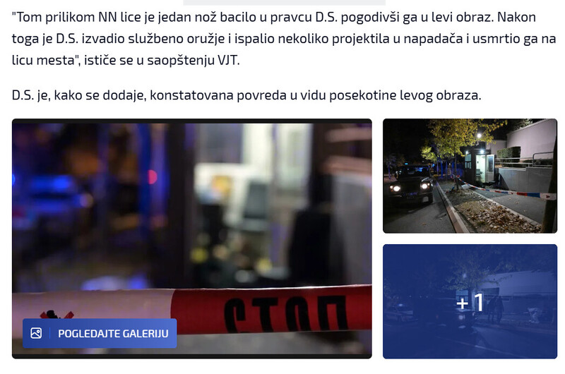 Serbia-avmp/VJT-Napadac-kod-ambasade-Izraela-obucen-u-crno-bacio-noz-i-pogodio-pripadnika-zandarmerije-u-levi-obraz-FOTO_2
