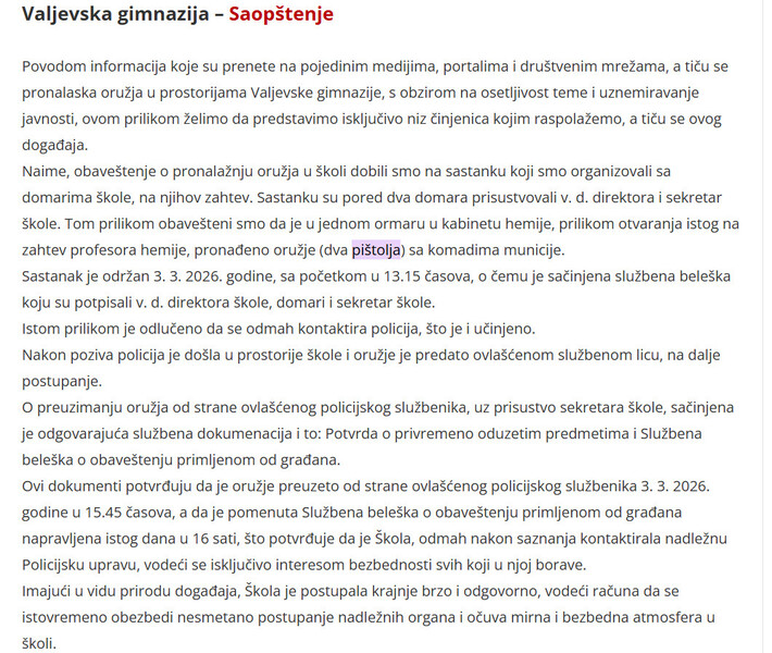 Serbia-avmp/Valjevska-gimnazija--Saopstenje