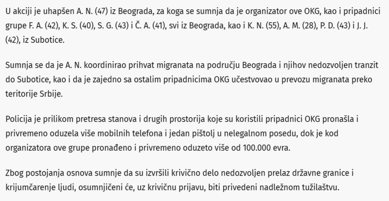 Serbia-avmp/Velika-akcija-JTOK-i-policije-Razbijena-grupa-krijumcara-ljudi-uhapseno-9-osoba-zaplenjeno-100.000-evra-VIDEO_2