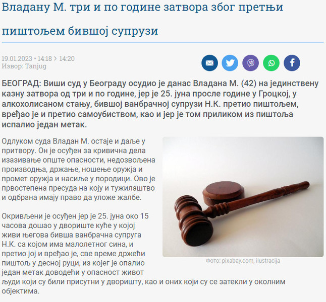 Serbia-avmp/Vladanu-M-tri-i-po-godine-zatvora-zvog-pretnji-pistoljem-bivsoj-supruzi