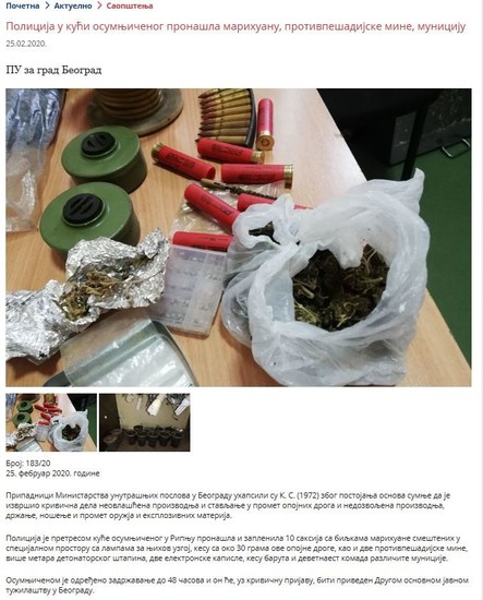 Serbia-avmp/Weapon-seizure-drugs
