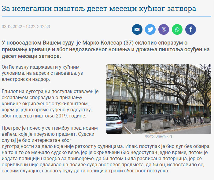 Serbia-avmp/Za-nelegalni-pistolj-deset-meseci-kucnog-zatvora