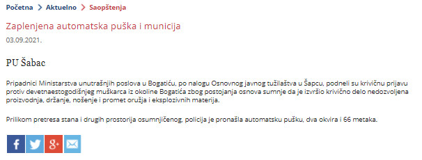 Serbia-avmp/Zaplenjena-automatska-puska-i-municija