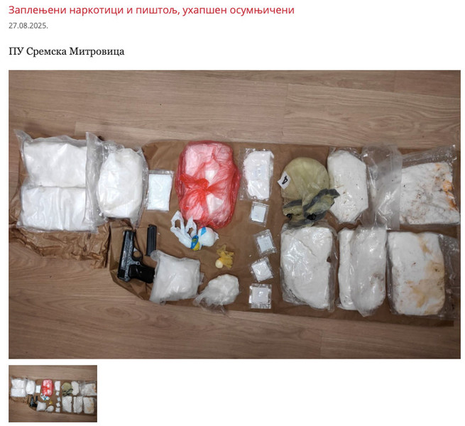 Serbia-avmp/Zaplenjeni-narkotici-i-pistolj-uhapsen-osumnjiceni