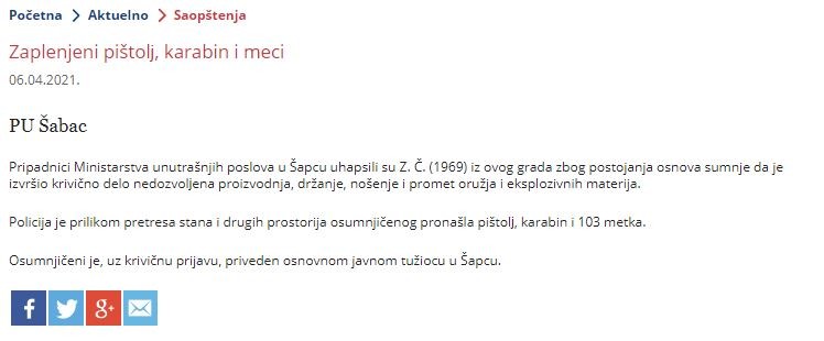 Serbia-avmp/Zaplenjeni-pistol-karabin-i-meci