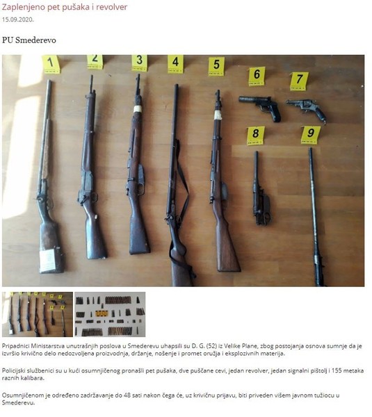 Serbia-avmp/Zaplenjeno-pet-pusaka-i-revolver