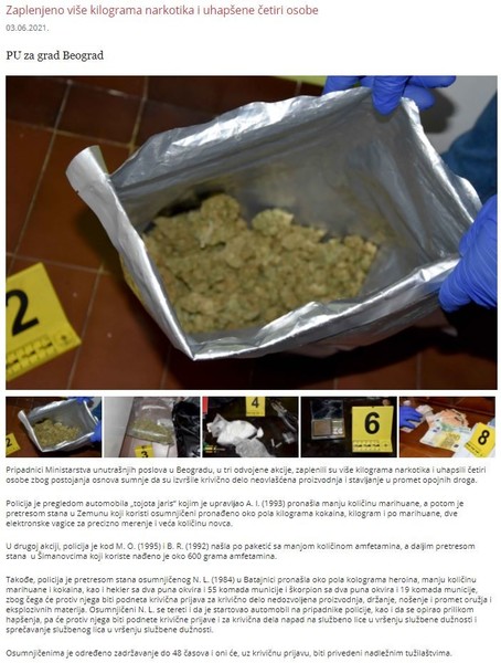 Serbia-avmp/Zaplenjeno-vise-kilograma-narkotika-i-uhapsene-cetiri-osobe