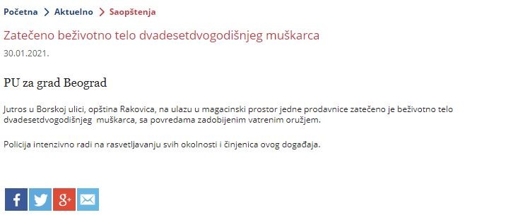 Serbia-avmp/Zateceno-bezivotno-telo-dvadesetdvogodisnjeg-muskarca