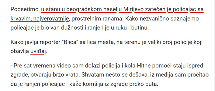 Serbia-avmp/foto-video-Prve-slike-sa-mesta-pucnjave-na-Mirijevu